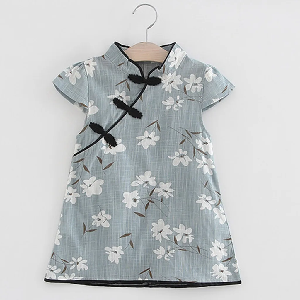 

2019 New Fashion Children Dress Toddler Kids Baby Girl Floral Midi Dress Casual Princess Party Dress Cloths Children Clothe