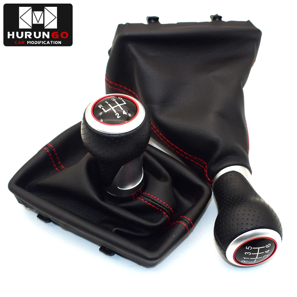 

Red Gear Shift Knob Lever Stick Pen Gaiter Boot Cover For Audi A4 S4 B8 8K A5 8T Q5 8R S Line 2007-2015 Car Accessories