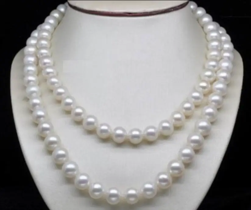 

FREE SHIPPINGgenuine AAA 8-9mm white south sea pearl necklace 34" 14KGP