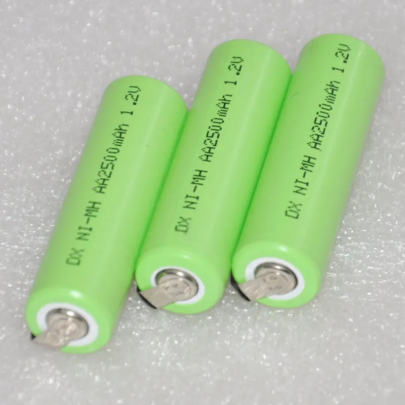

3PCS 1.2V AA rechargeable battery 2500mah 2A 14500 ni-mh nimh cell with pins for Philips Braun electric shaver razor toothbrush