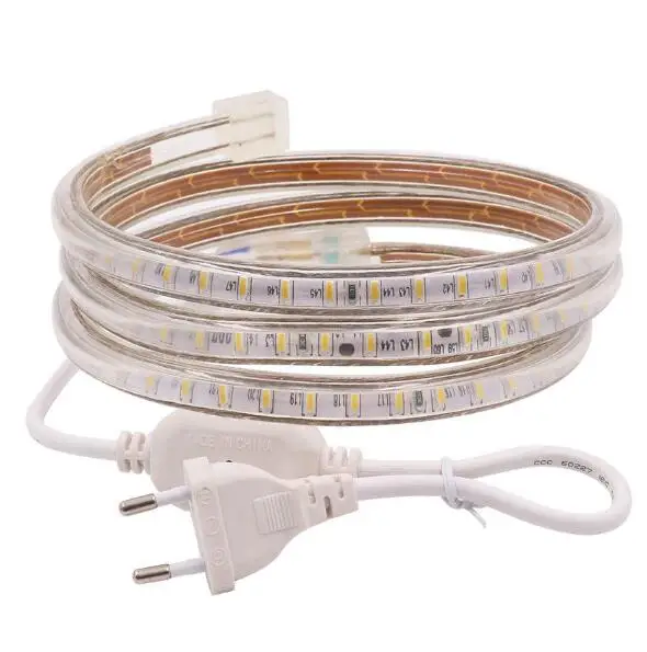 Супер яркие красные/зеленые/3014 с регулируемой яркостью 220V Светодиодные ленты светильник 1 м/5 м/10 м Гибкие СВЕТОДИОДНЫЕ веревки светильник Кухня уличный садовый светильник по выгодной цене лента со штепсельной вилкой европейского стандарта - Испускаемый цвет: with EU plug