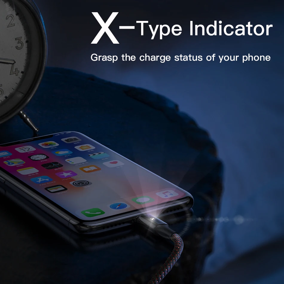  Baseus USB Kabel für iPhone XR XS Max 2.4A Schnelle Lade USB Ladegerät Kabel LED Licht USB Datenkab