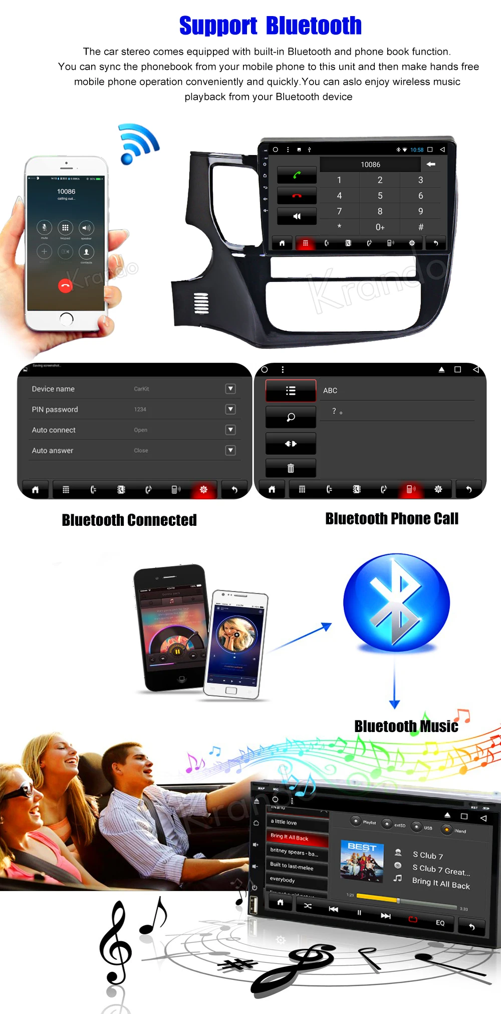 Excellent Krando Android 8.1 10.1" IPS Full touch car multimedia player for MITSUBISHI Outlander 2014- 2017 GPS navigation system BT 7