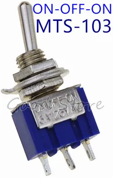 

10Pcs Deep Blue ON-OFF-ON MTS-103 3 Pin 3 Position Mini Latching Toggle Switch AC 125V/6A 250V/3A SL