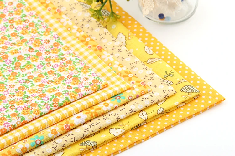 

NEW Yellow Floral Patchwork Cotton Fabric Fat Quarter Bundles Textile Sewing Patchwork Fabric For Bags Clothes 50x50cm J-6-2
