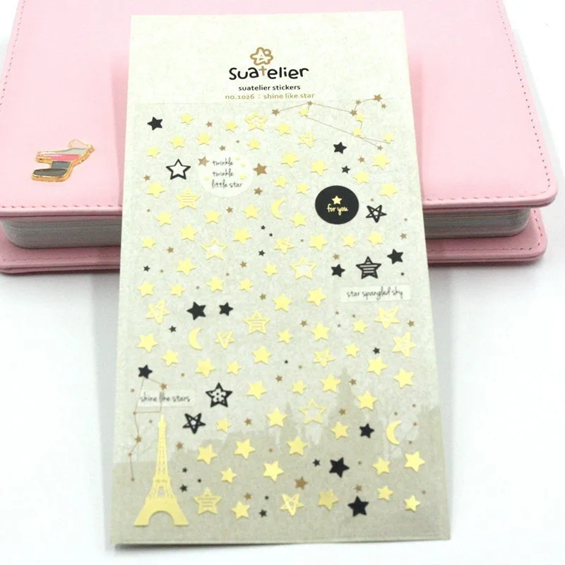 

Creative New Korean Style Shine Like Star Diary Stickers Planner Sticky Notes Papeleria Children Decorate Stationery Sticker