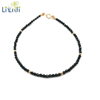 

Lii Ji Gemstone Natural Black Spinel 925 sterling silver Gold Plated Shining Bracelet