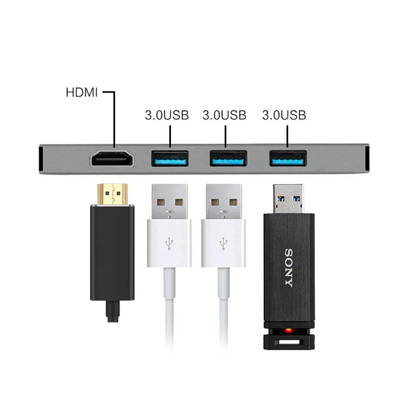 Док станция с разъемом типа C HDMI USB концентратор питания Fealushon для ноутбука Macbook Pro