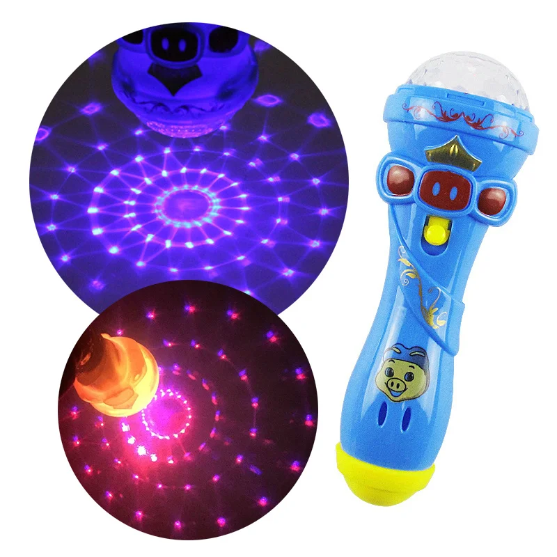 

Flashing Creative Light Microphone Light-up toy Kids Play Mike Colorful Pig Design Glowing Shine birthday Party Children Bauble