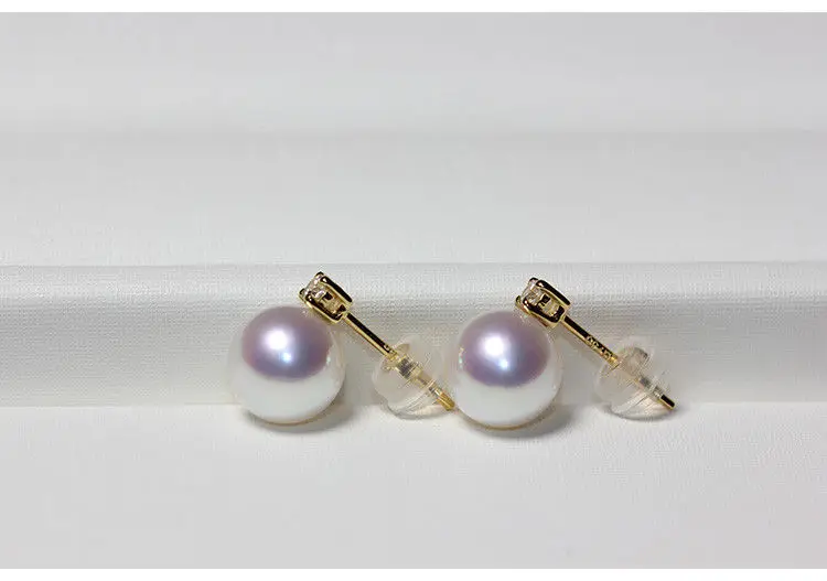 

18k gorgeous 9-10mm south sea round white pearl dangle earring