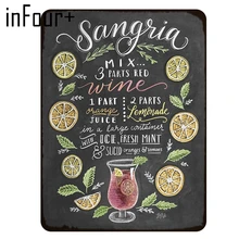 Sangria коктейльный рецепт Ретро винтажная металлическая жестяная вывеска бар Настенный декор металлический знак винтажный домашний Декор Ретро жестяная вывеска металлическая пластина