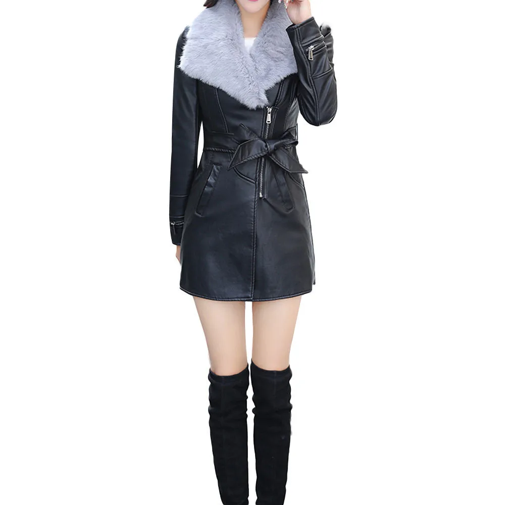 Куртка из искусственной кожи,, Осень-зима, модная Женская приталенная одежда на молнии, черные длинные женские куртки O26 - Цвет: Gray