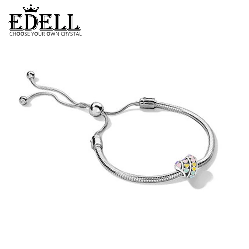 

EDELL 100% 925 New 1:1 Glamorous Temperament Rainbow Bracelet Set Fit DIY Holiday Gifts Birthday Gift