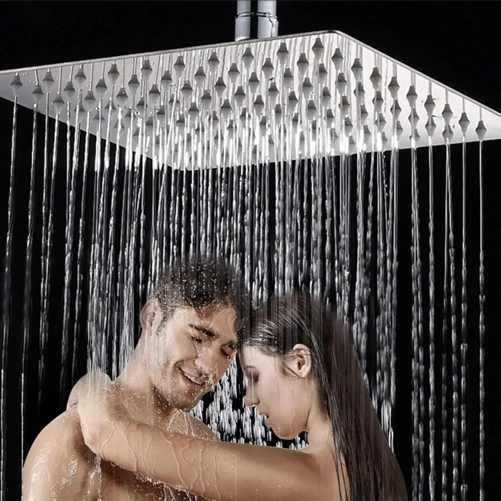 8'' Square Stainless Steel Rain Shower Head Chrome Bathroom Top Sprayer Faucet
