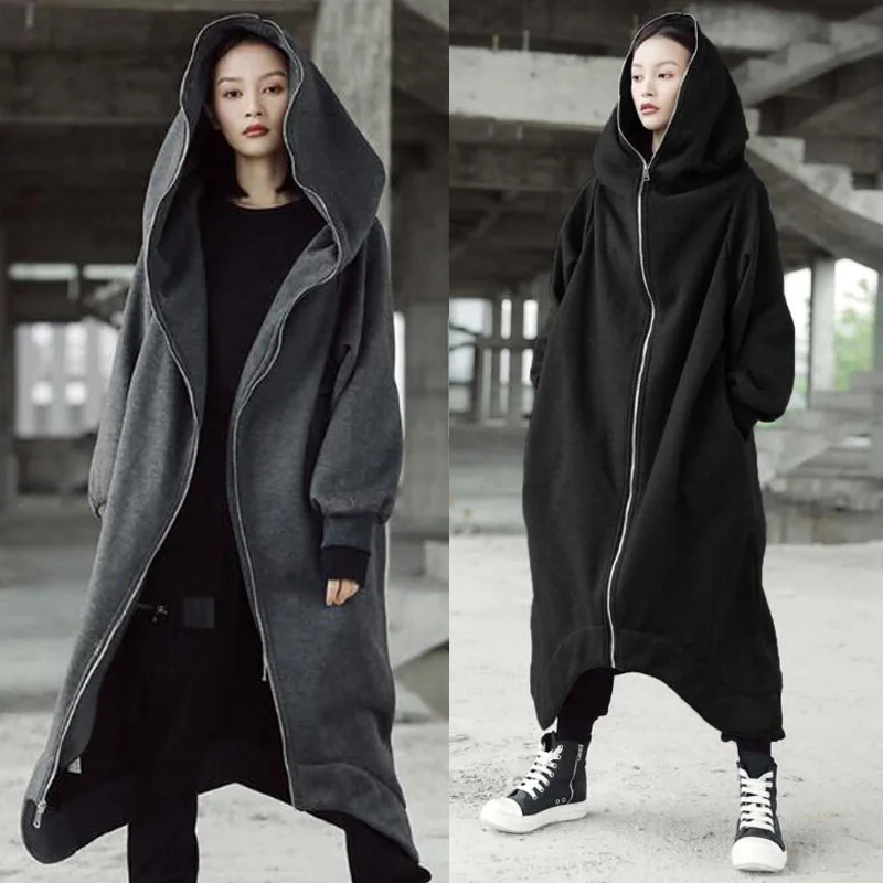 

Fashion ZANZEA Women Hoodies Sweatshirt Coat Autumn Fleece Long Jackets Casual Solid Zip Up Windbreaker 5XL Winter Outwear Femme