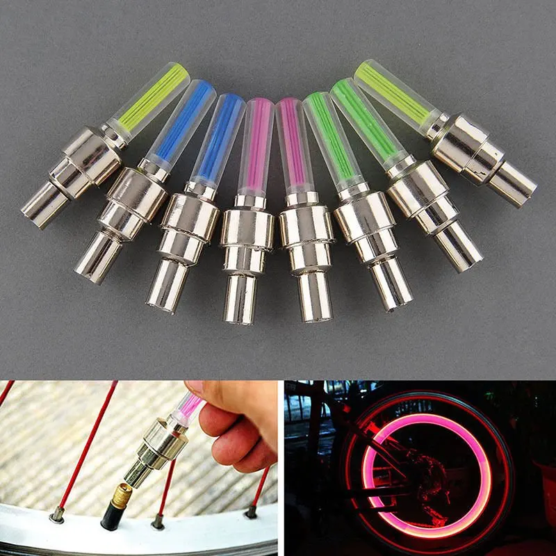 

2pcs Colorful Bike Car Motorcycle Wheel Tire Tyre Valve Cap Neon Flash Light Lamp Auto Tires Accessories
