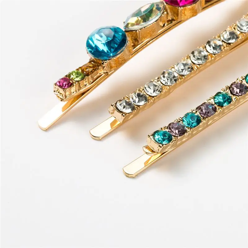 5 шт./компл. корейского стиля блестящие, украшенные разноцветными кристаллами шпильки со стразами заколки длинные Заколки для волос слайд наискось портативная женская сумка Для женщин
