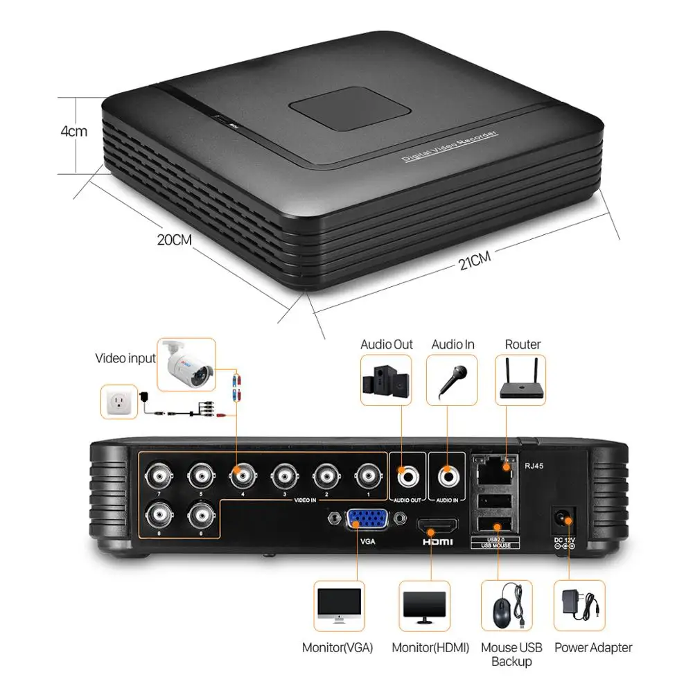 /AHD/N DVR 4 канала 8 канальный видеонаблюдения AHD N Hybrid DVR/1080 P NVR 4in1 видео регистраторы