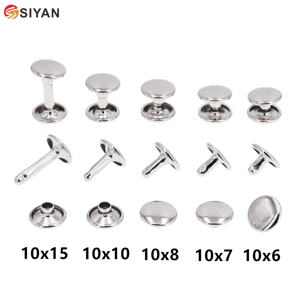 

100 Metal Double Cap Side Round Rapid Rivet Leather Craft Leather Belt Wallet Bag Shoe Decorative DIY Punk Nail Head Spike Stud
