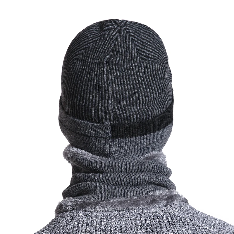 Новинка, зимние шапки для мужчин, высокое качество, на каждый день, Skullies Beanie, шапка, в полоску, дизайн, зимняя шапка, шерстяной шарф, шея, теплая, вязаная шапка