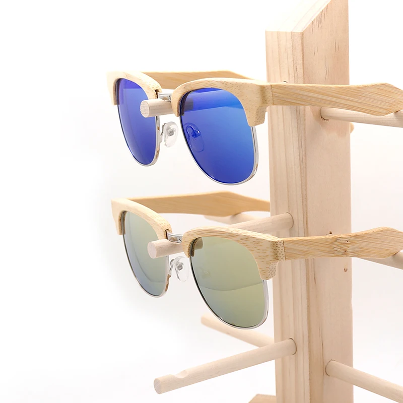 

BOBO BIRD BG016 Semi Enclosure Design Bamboo Luxury Brand Sunglasses Women Fashion Style Bamboo Frame Colorful Polarized Glasses