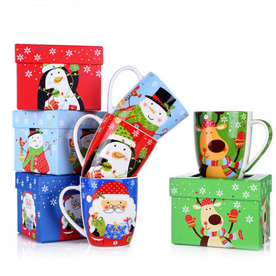 Top Grade Ceramic Christmas Mugs 440ml Deer Penguin Snowman Santa Claus