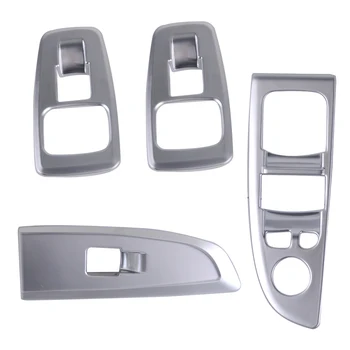 

beler 4pcs Silver ABS Interior Door Armrest Panel Window Switch Cover Trims Car Inner Decorations Fit for BMW 7 Series 2016-2017