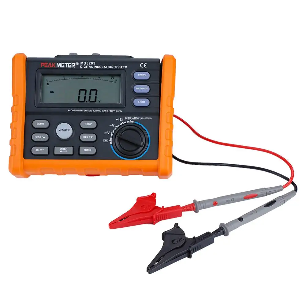 PEAKMETER MS5203 Resistance Meter Digital and Analog Display 50 1000V