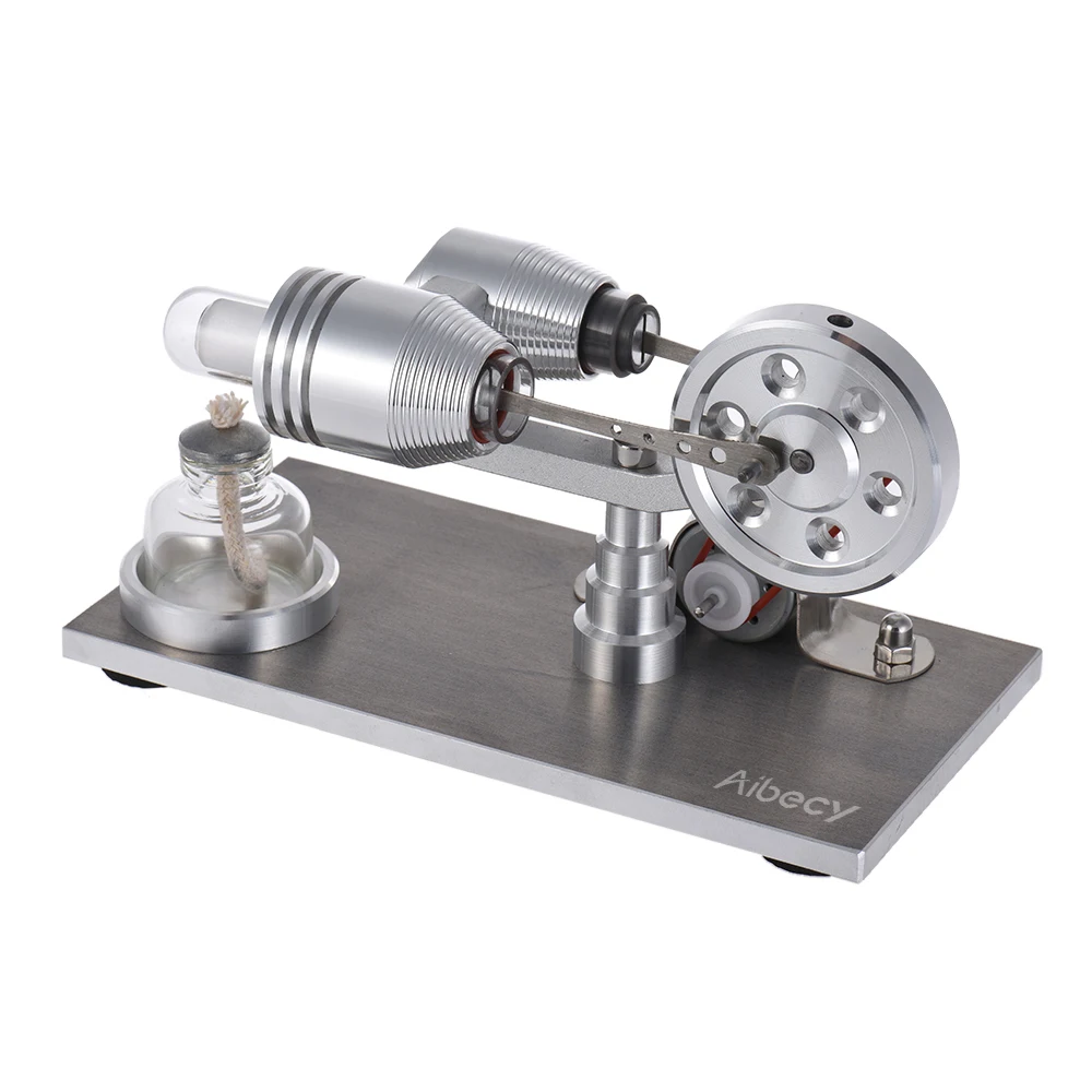 Hot Air Stirling Engine Model Electricity Generator Motor LED Light Educational