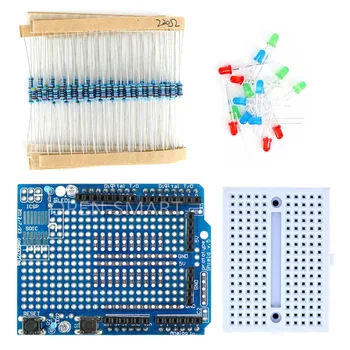 

Mini Breadboard + Prototype Shield Kit with Resistor and LED for Arduino