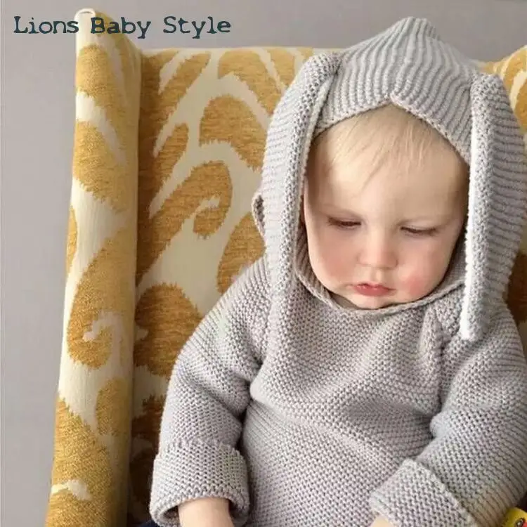 2016 Ins Fashion Kids Baby 3d Cartoon Rabbit Ear Wool Knitted Sweater Cardigan Coat Infant Bebes