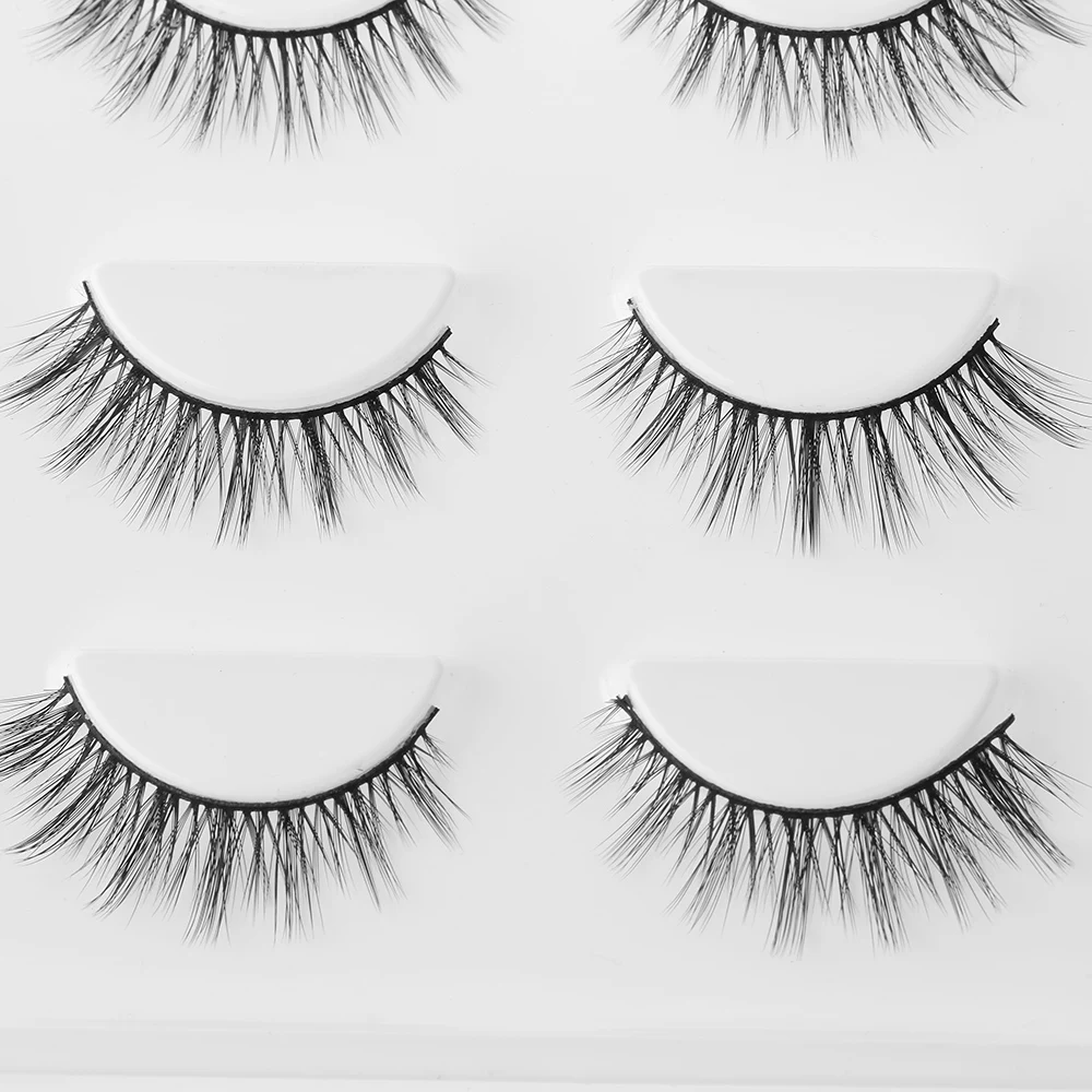 

2017 New Sexy Fashion Women 3 Pairs Waterproof Handmade 3D Glam Natural Thick Long False Eyelashes Beauty Tools Hot Sale