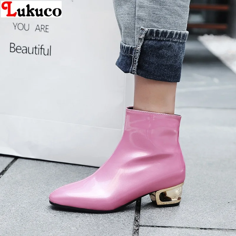 

Lukuco 2018 Large Size 42 43 44 45 46 47 48 Cool Women Boots Warm Plush Low Heel Female Blue Boots Free Shipping Female Botas