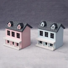 Горячие Мини Миниатюрный прекрасный вилла кукольный домик деревянный дом, игрушки для куклы подарок на день рождения розовый Craft Модель Для Кукольный дом челнока