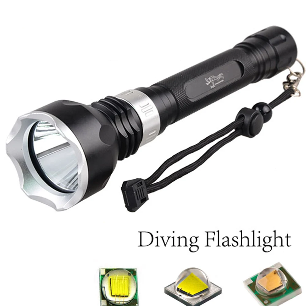 

TOPCOM Diving Flashlight Underwater XML T6 CREE L2 White LED Scuba Torch Diving Waterproof Torch Flashlight