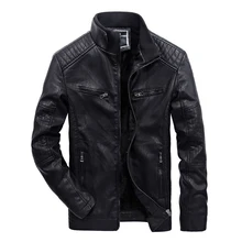 Брендовая Новая мужская кожаная куртка зимняя модная Высококачественная флисовая искусственная кожа Мужская мотоциклетная куртка-бомбер пальто размера плюс 3XL AFYL608