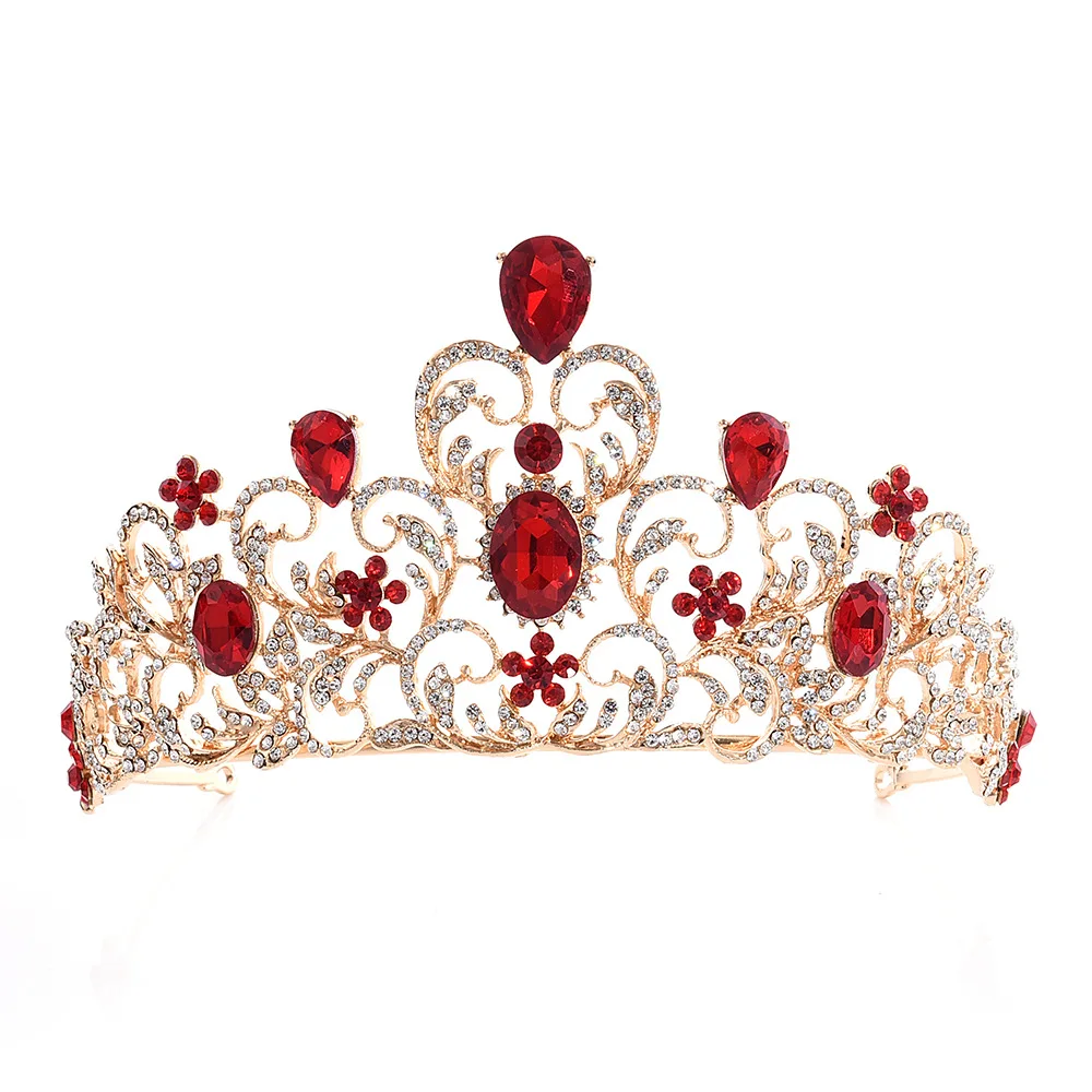 KMVEXO Свадебные короны из розового золота с розовыми кристаллами, женские вечерние украшения для волос, свадебные диадемы с цветами и листьями, Королевская корона невесты