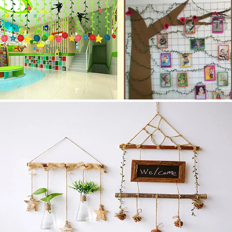 1 Pcs 10m DIY Leaf-shaped Rattan Artificial Flower Wreath Wedding Decoration Craft Fake Flower Golden Party Adornment Home Decor