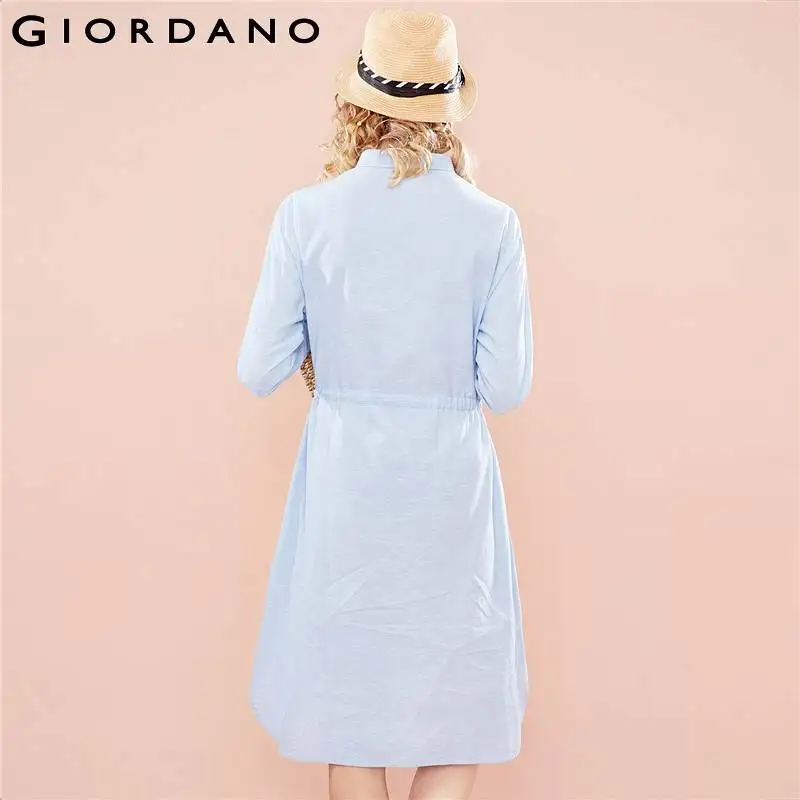 Giordano женское платье рубашка льняное хлопковое из натуральной ткани