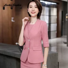 1pcs Women's Plus size Blazers coats 2019 Summer cotton Splicing Single Breasted Small Suits jackets ladies Skinny Blazers Suits