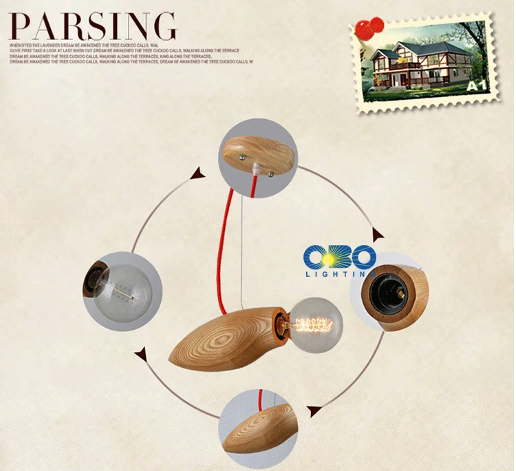 Деревянные простой современный подвесной светильник Крытый Обеденный подвесные светильники фойе/дома/номер освещение E27 110-240 V