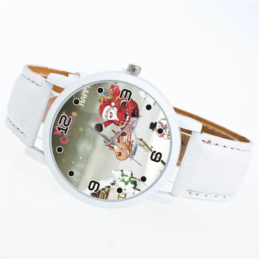 

Relogio feminino Christmas Watch Fashion Casual Quartz Watch Analog clock Features Orologio da donna leather bayan kol femaleB50