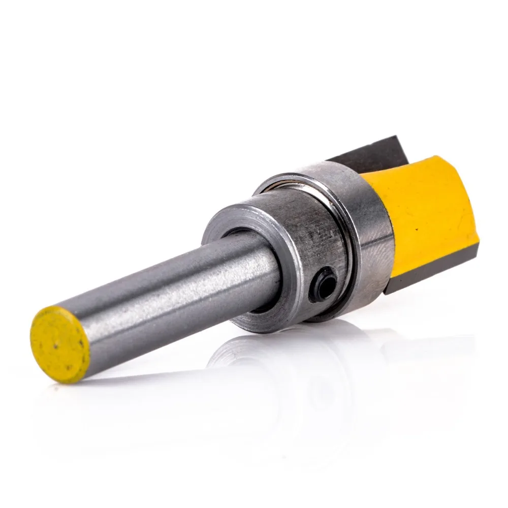 

1pc 1/4" Shank Flush Trim Router Bit Silver and Yellow Template Woodworking Cutter For Power Tool