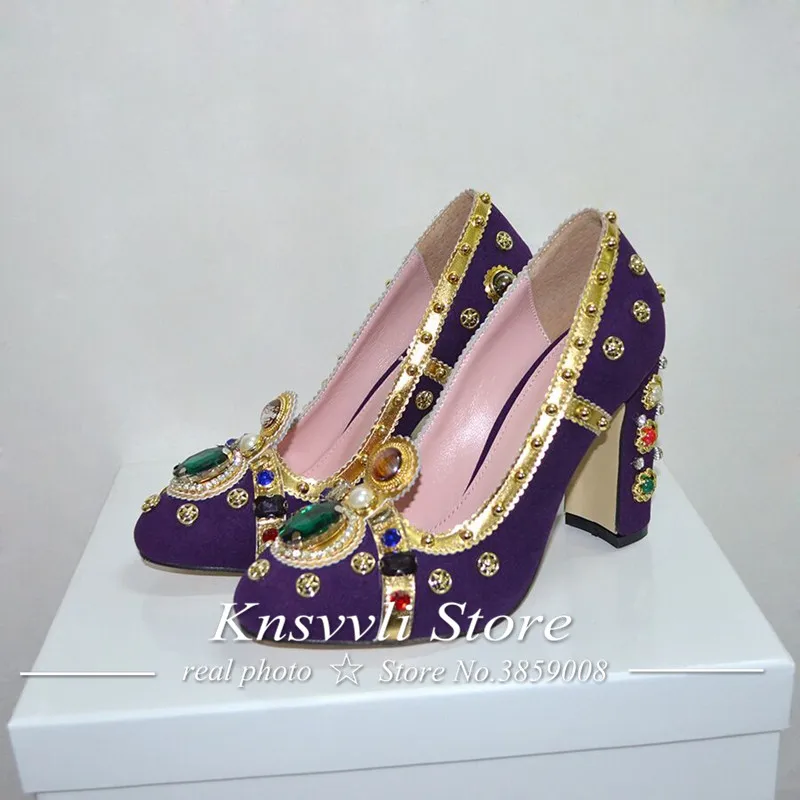 Knsvvli новые массивные Обувь на высоком каблуке Для женщин туфли полностью Стразы шипованные Обувь для подиума с украшением в виде кристаллов Свадебная женская обувь zapatos mujer