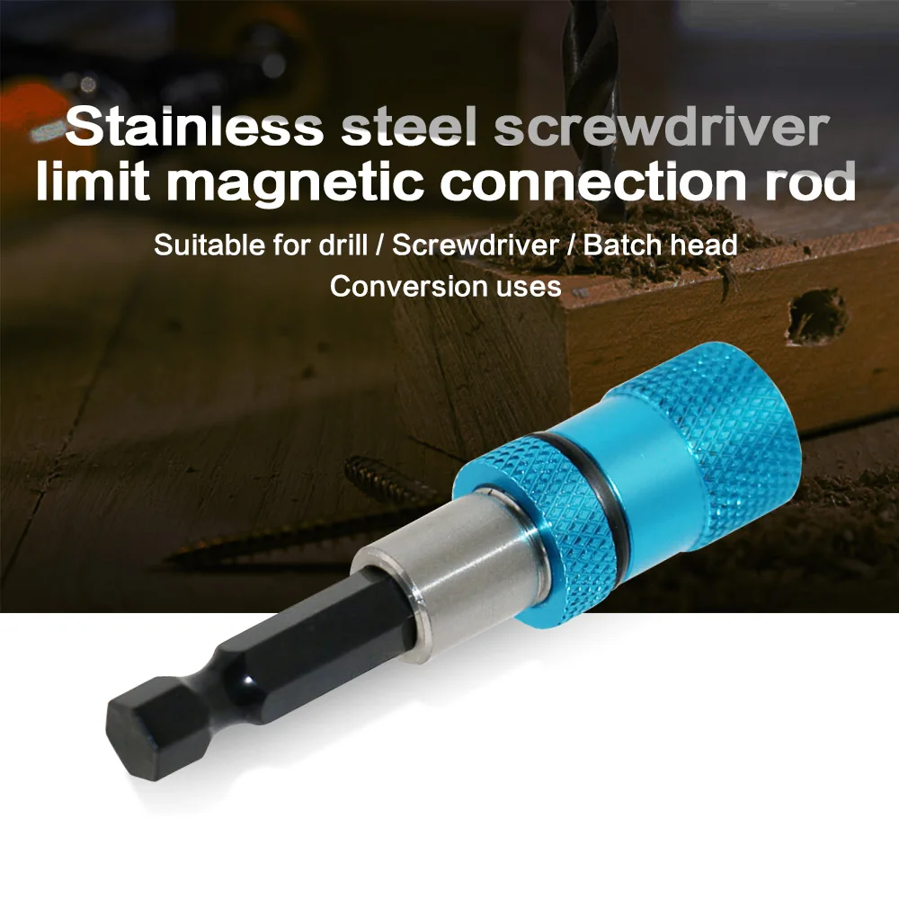 

1/4 Hex Shank Electric Drill Magnetic Screwdriver Bit Holder Stainless Steel Magnetism Limit Adjustable Extension Rod