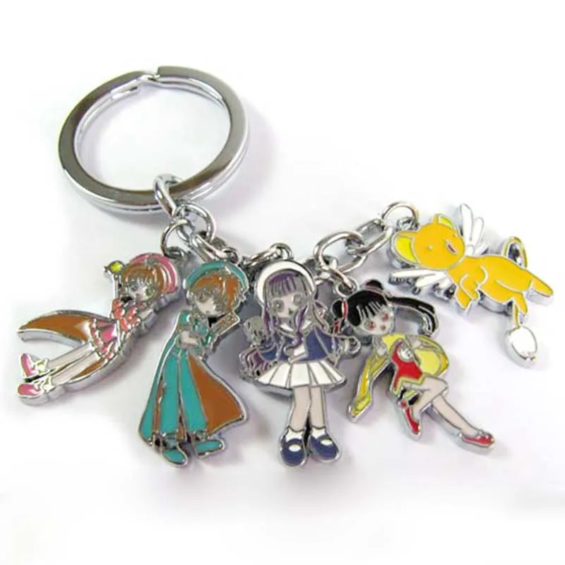 

Anime Kinomoto Sakura Card Captor Sakura Action Figure Printed Metal Cartoon Trinkets Accessories Keychain Pendant Round Doll