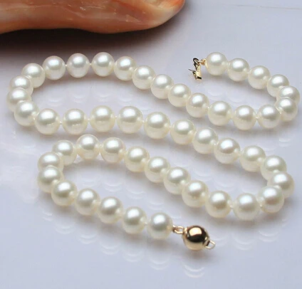 gratis ss144 2015 genuino AAA + 9 - 10 mm blanco perla cultivada collar 17 &quot Factory Wholesale price Women Gift word Jewelry | Украшения