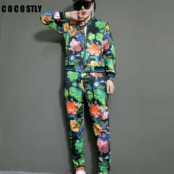 

Autumn Tracksuit 2019 Slim Sportsuit Women 2 Pieces Set Graffiti Print Top + Pants Cute Sets Ladies Sporting Suits