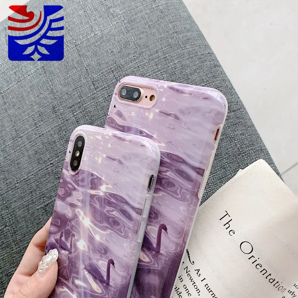 PEIPENG Romantic luxury Lake swan soft shell  For iPhone 7 7Plus 6 6S 6Plus 8 8Plus X XR XS Max Fashion girl TPU Anti-fall Case08