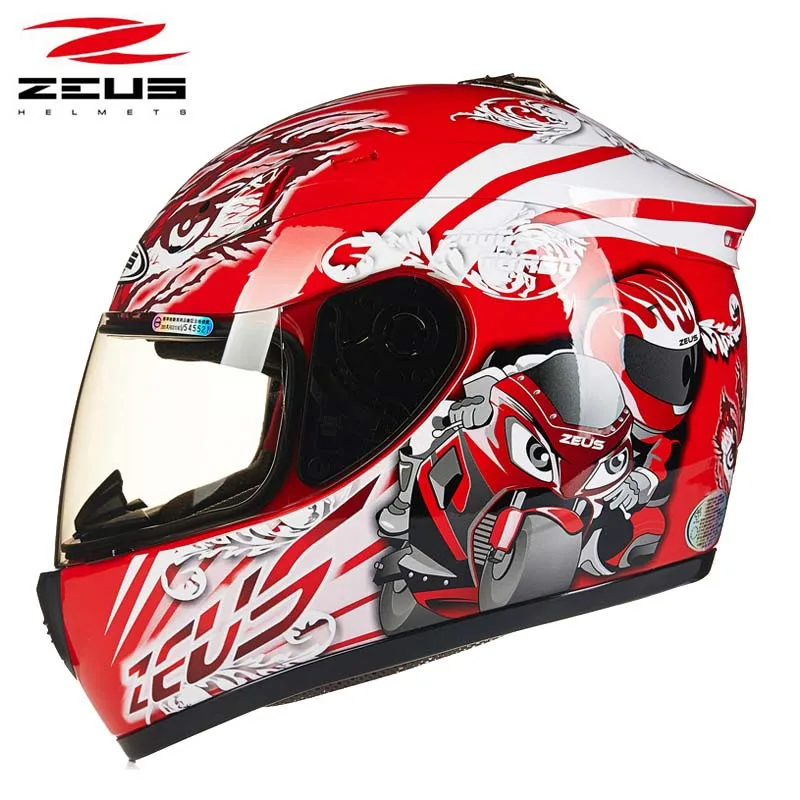 Мотошлем на все лицо DOT ZEUS red Runaway красивые мотоциклетные шлемы для скутера